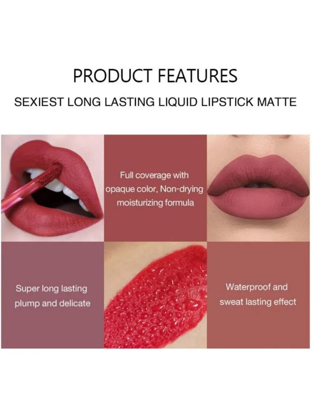 6Pcs Waterproof Matte Liquid Lipstick Set - Non-Stick Cup Lip Gloss Collection